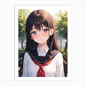 Anime Girl In School Uniform Art Print