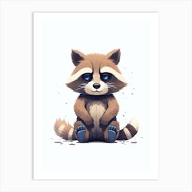Raccoon Cute Illustration 7 Art Print