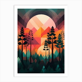 Sunset In The Forest 2 Art Print