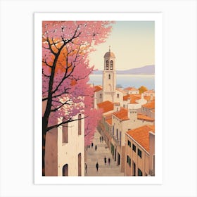 Zadar Croatia 1 Vintage Pink Travel Illustration Art Print