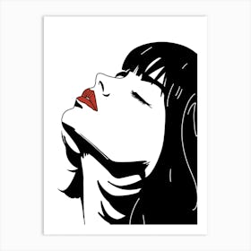 Girl In Black And White Art Print