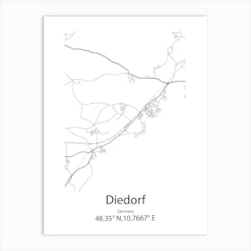 Diedorf,Germany Minimalist Map Art Print