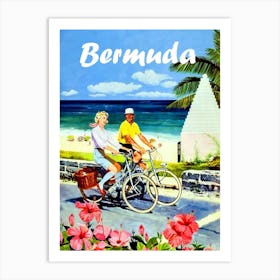 Bermuda, Couple On A Bicycle Ride Art Print