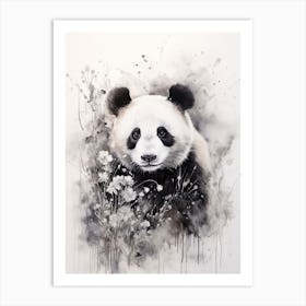 Panda Art In  Ink Wash Painting Style 3 Art Print
