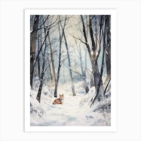 Winter Watercolour Fox 4 Art Print