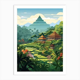 Bali, Indonesia, Flat Illustration 3 Art Print