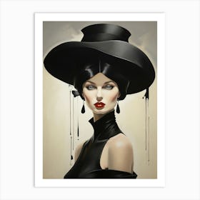 Lady In Black Hat art print Art Print