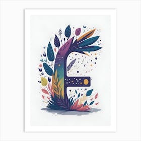 Colorful Letter F Illustration 18 Art Print