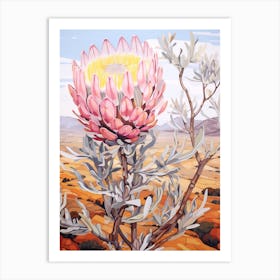 Protea 2 Flower Painting Art Print