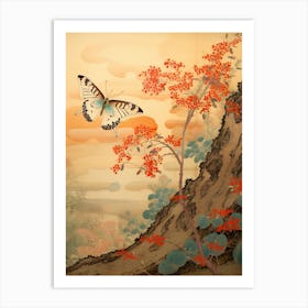 Japanese Style Painting Of A Butterfly Art Print