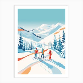 Les 3 Vallees   France, Ski Resort Illustration 3 Art Print