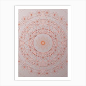Geometric Abstract Glyph Circle Array in Tomato Red n.0090 Art Print