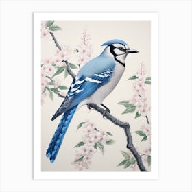Ohara Koson Inspired Bird Painting Blue Jay 1 Art Print