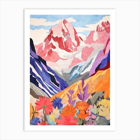 Mount Saint Elias Canada 3 Colourful Mountain Illustration Art Print