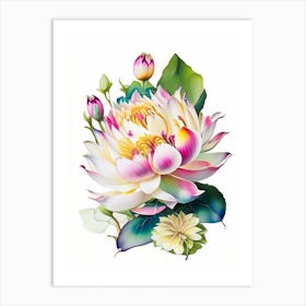 Lotus Flower Bouquet Decoupage 2 Art Print