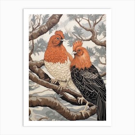 Art Nouveau Birds Poster Chicken 5 Art Print