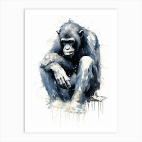 Watercolour Thinker Monkey 1 Art Print