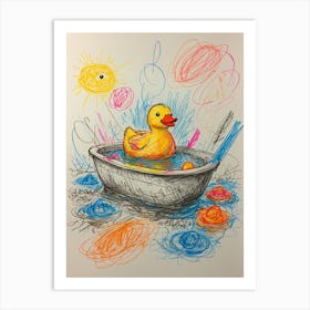 Duck In A Tub Art Print