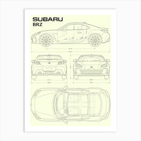 Subaru BRZ car blueprint Art Print