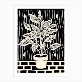 B&W Plant Illustration Cast Iron 2 Art Print