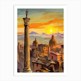 Sunset Over An Ancient Cityscape 1 Art Print