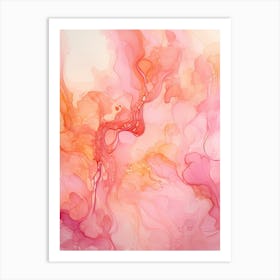 Pink And Orange Flow Asbtract Painting 3 Art Print