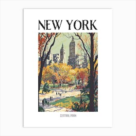 Central Park New York Colourful Silkscreen Illustration 4 Poster Art Print