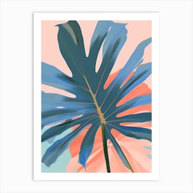 Tropical Leaf Simple Minimalist Abstract Art 2d Painting Sharp Details Cerulean Blue 007ba7 934556761 Art Print