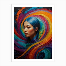 Woman With Colorful Hair 4 Art Print