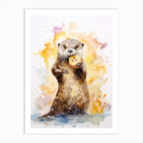 Otter Eating Cookie Art Print