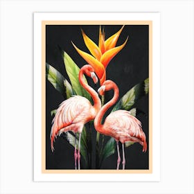 Tropical Flamingos I Art Print