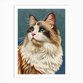 Ragdoll Cat Relief Illustration 1 Art Print
