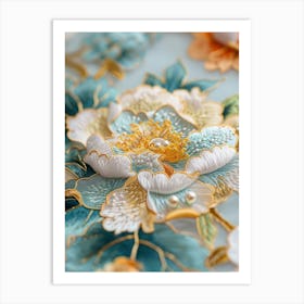 Embroidered Flowers 22 Art Print