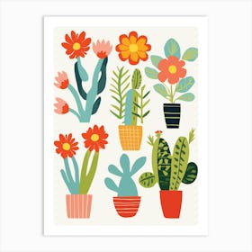 Cactus Plants In Pots Art Print
