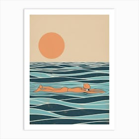 Swimmer In The Ocean Canvas Print Art Print