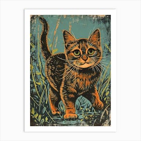 Munchkin Cat Relief Illustration 1 Art Print