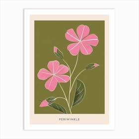 Pink & Green Periwinkle 2 Flower Poster Art Print