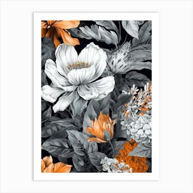 Orange And White Flowers nature Art Print