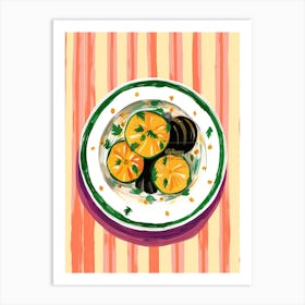 A Plate Of Pumpkins, Autumn Food Illustration Top View 68 Art Print