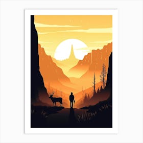 Man And A Deer Art Print