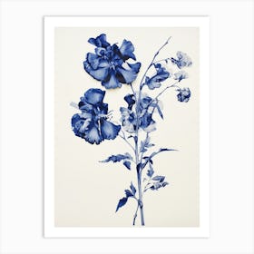 Blue Botanical Snapdragon 1 Art Print