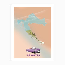 Croatia Vintage travel map Art Print