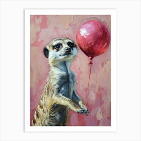 Cute Meerkat 3 With Balloon Art Print