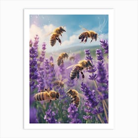 European Honey Bee Storybook Illustration 12 Art Print