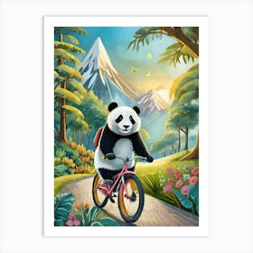 Panda Bear Riding A Bicycle 1 Art Print