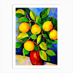 Lemon 1 Vibrant Matisse Inspired Painting Fruit Art Print
