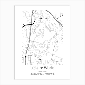 Leisure World,United States Minimalist Map Póster