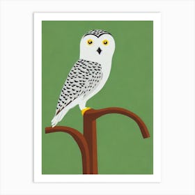 Snowy Owl Midcentury Illustration Bird Art Print