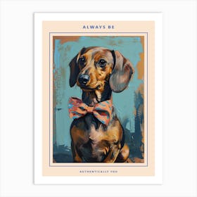 Kitsch Portrait Of A Dachshund In A Bow Tie 2 Poster Art Print