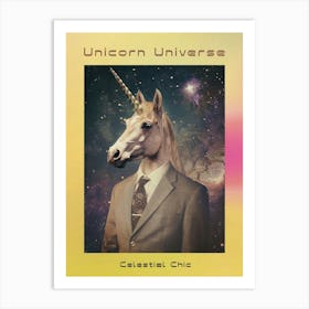 Unicorn In A Suit In Space Poster Art Print